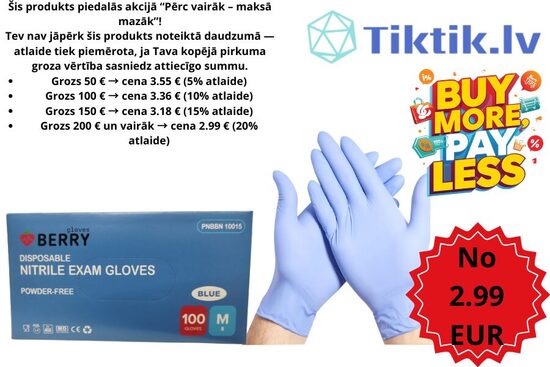 Zili/violeti BERRY Nitrila cimdi, bez pūdera N100, 100 gb